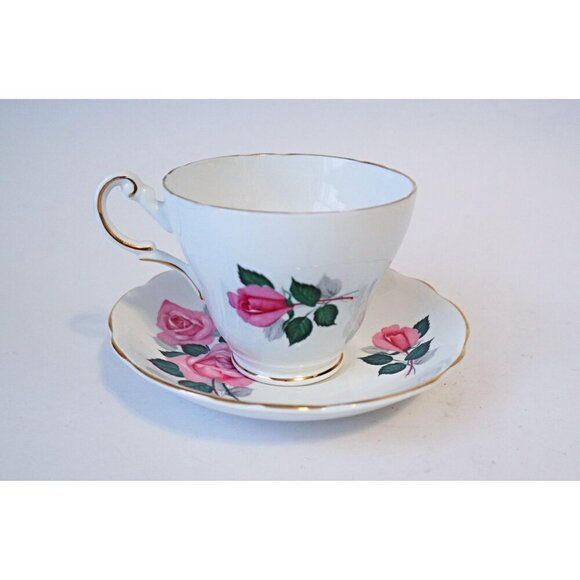 Tea Cup and Saucer Saucer Vintage Teacup Pink Roses Regency Bone China England - Picture 2 of 5